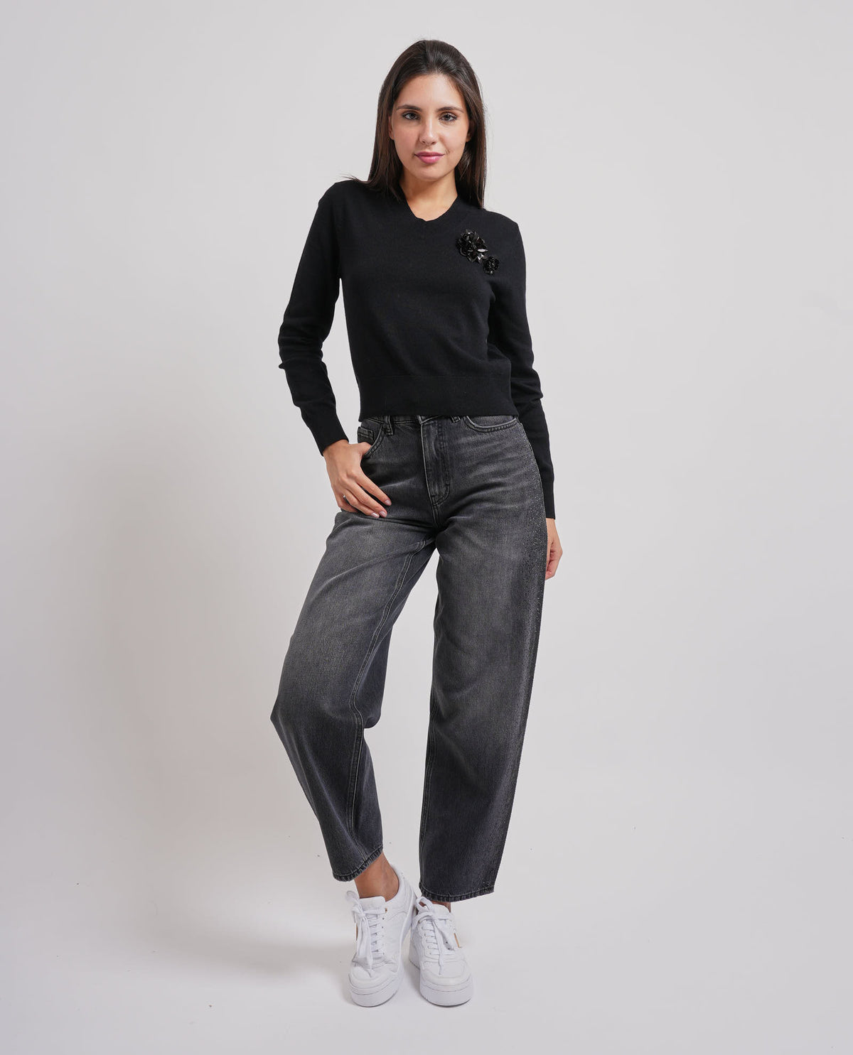 Maglione donna Hugo con applicazione 