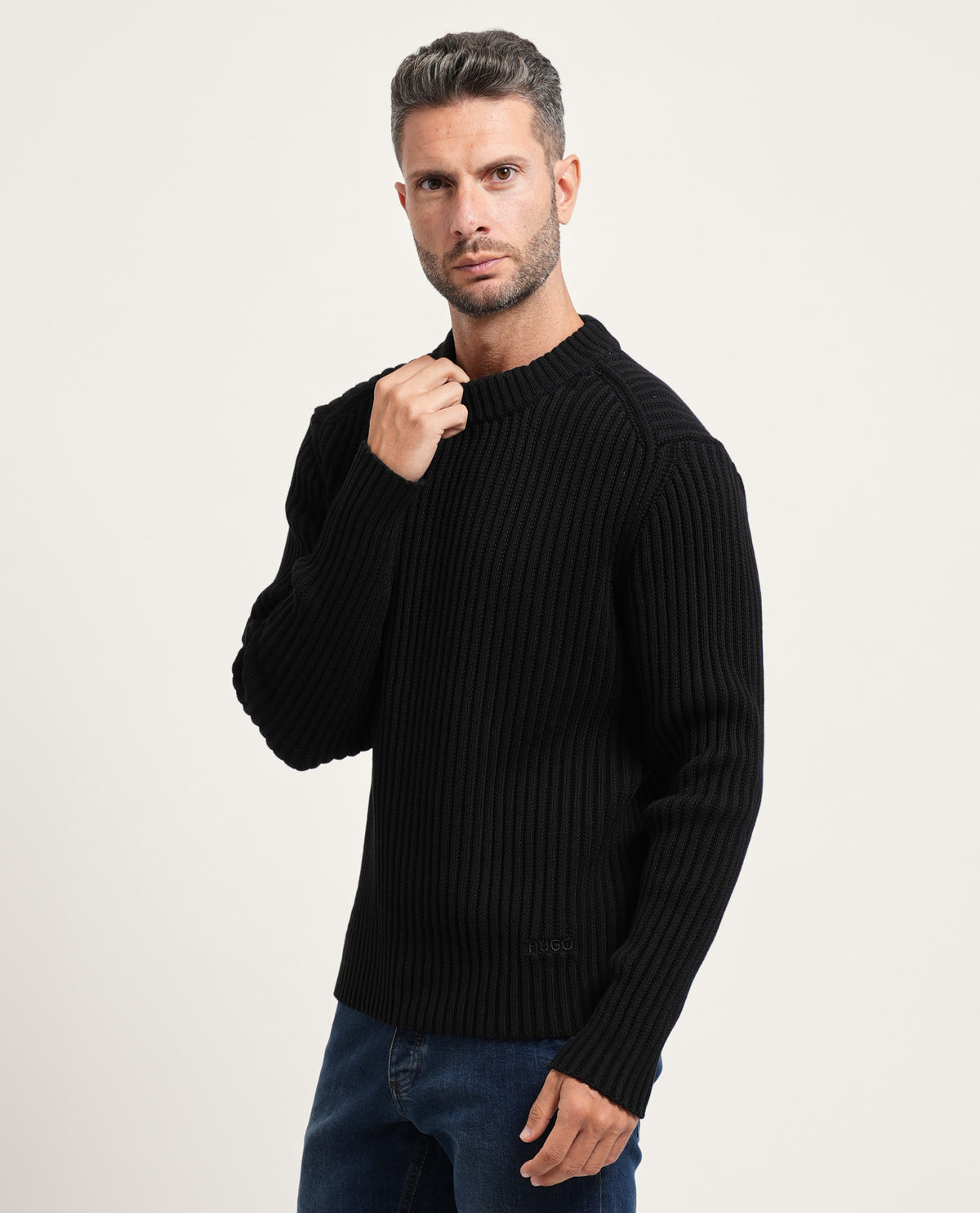 Maglione relaxed fit uomo Hugo a coste 