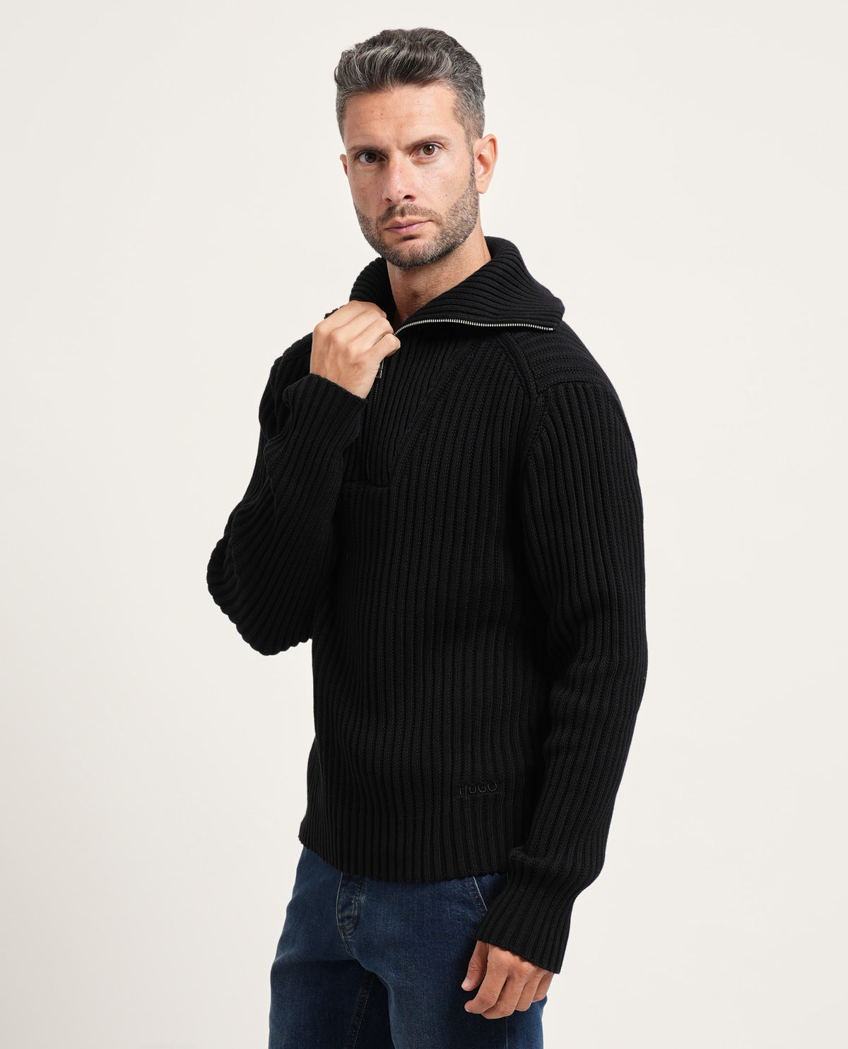 Maglione relaxed fit uomo Hugo a coste 