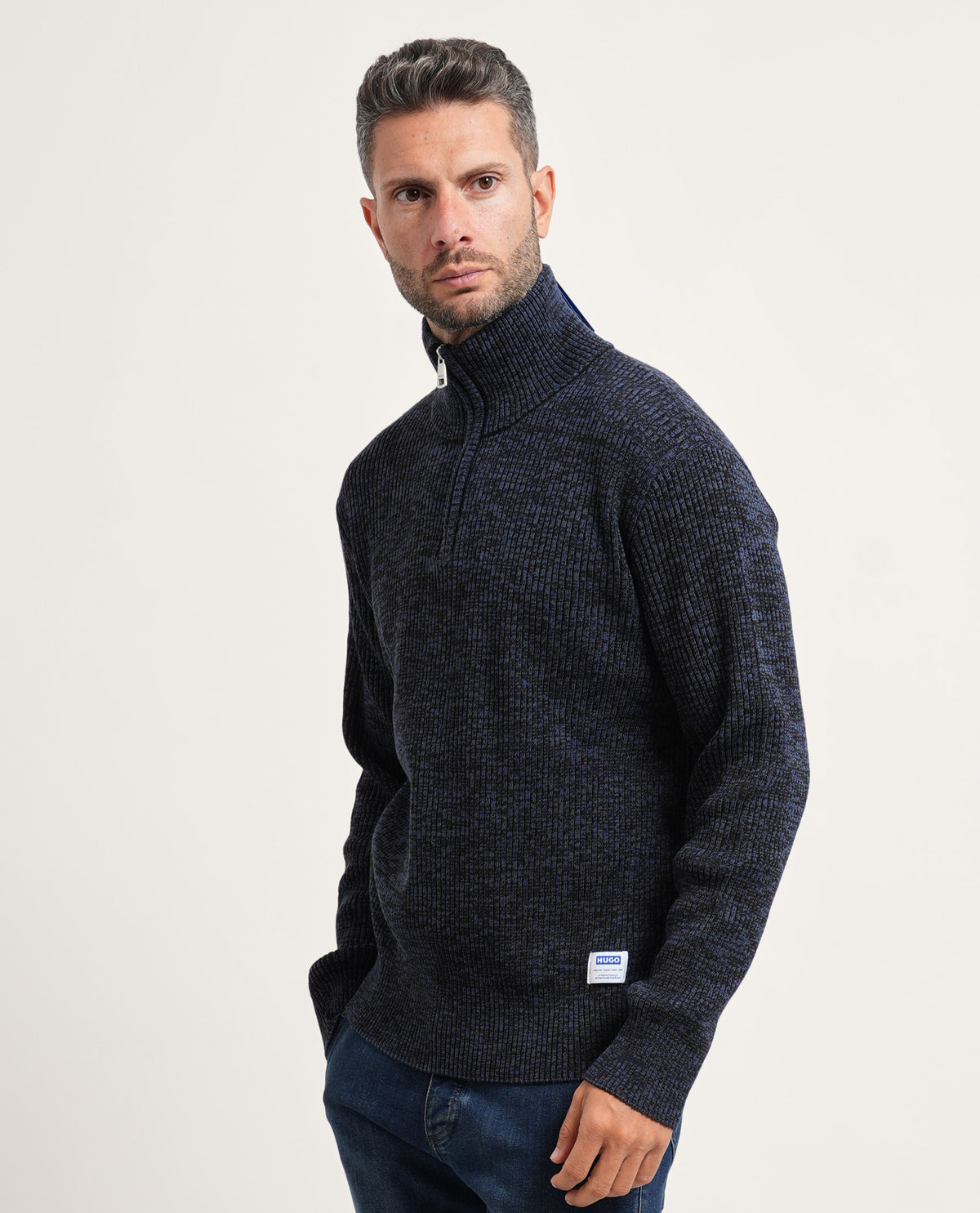 Maglione a collo alto con zip Hugo uomo 