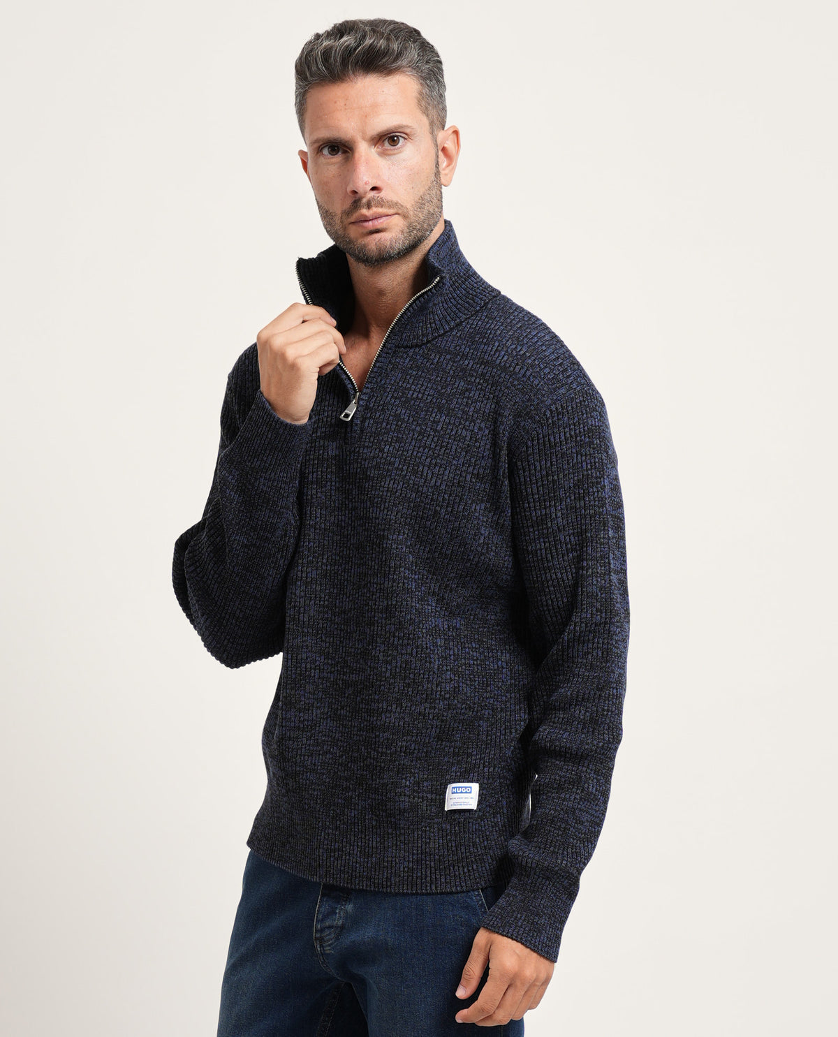 Maglione a collo alto con zip Hugo uomo 