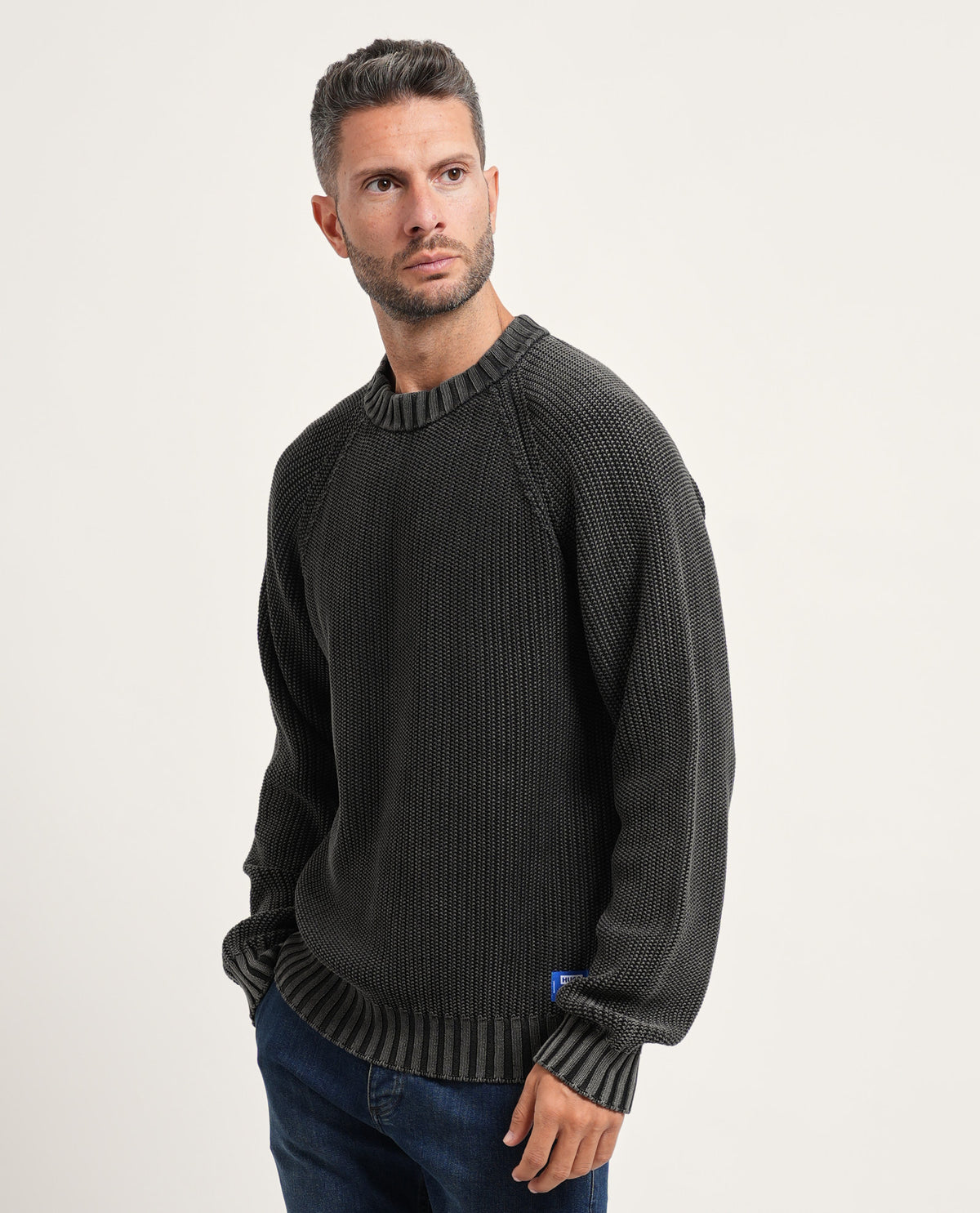 Maglione uomo Hugo con lavorazione a coste 