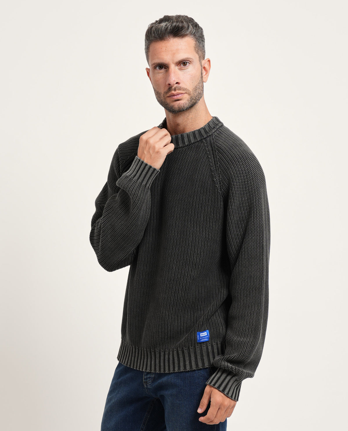 Maglione uomo Hugo con lavorazione a coste 