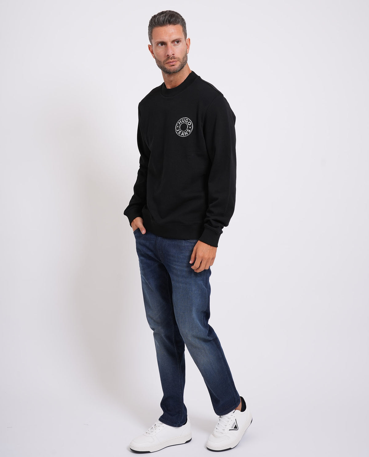 Felpa uomo Hugo con logo circolare 