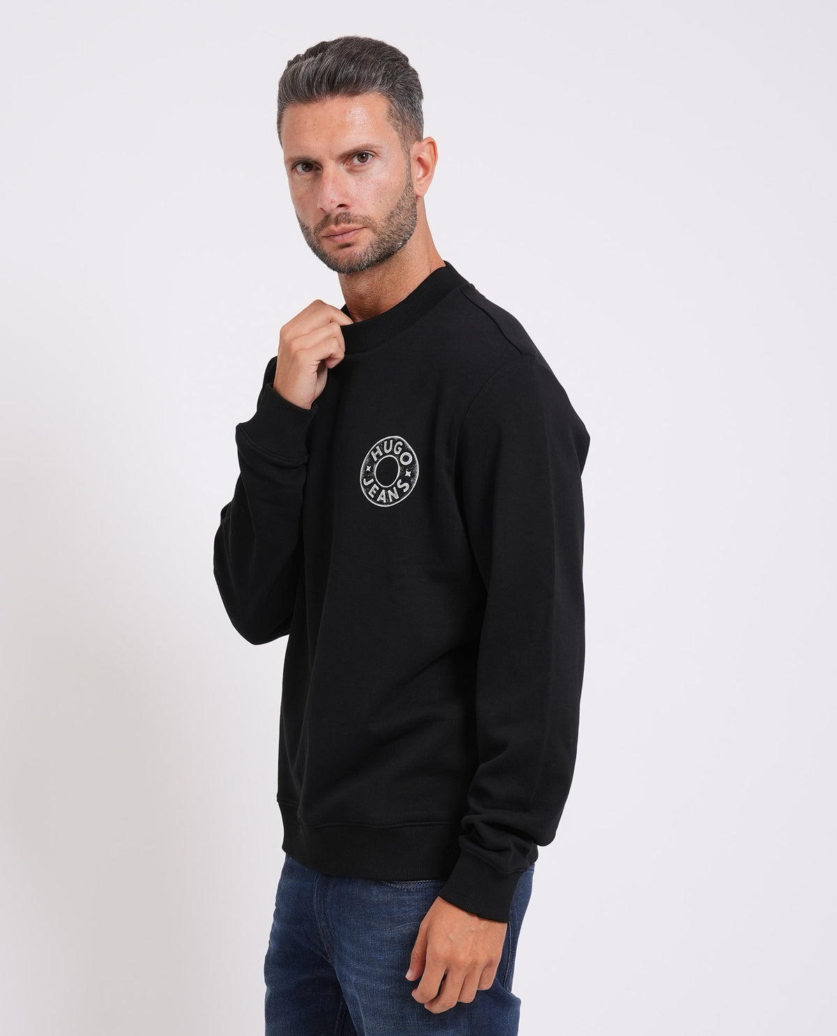 Felpa uomo Hugo con logo circolare 
