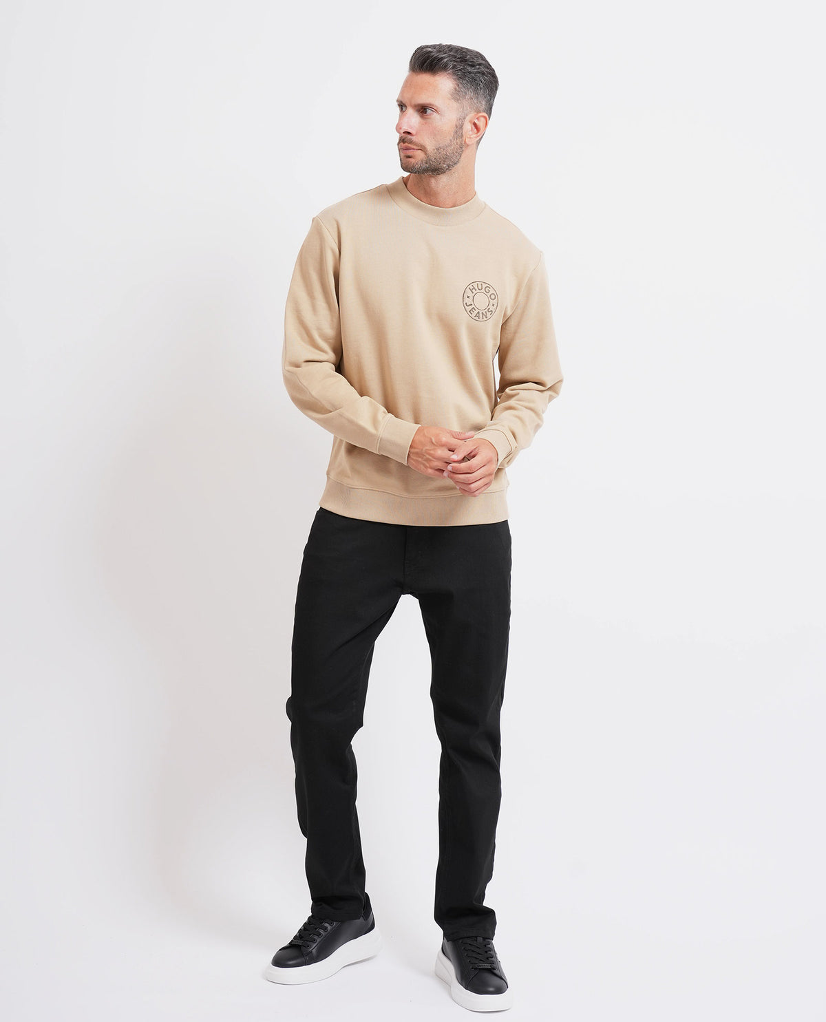 Felpa uomo Hugo con logo circolare 