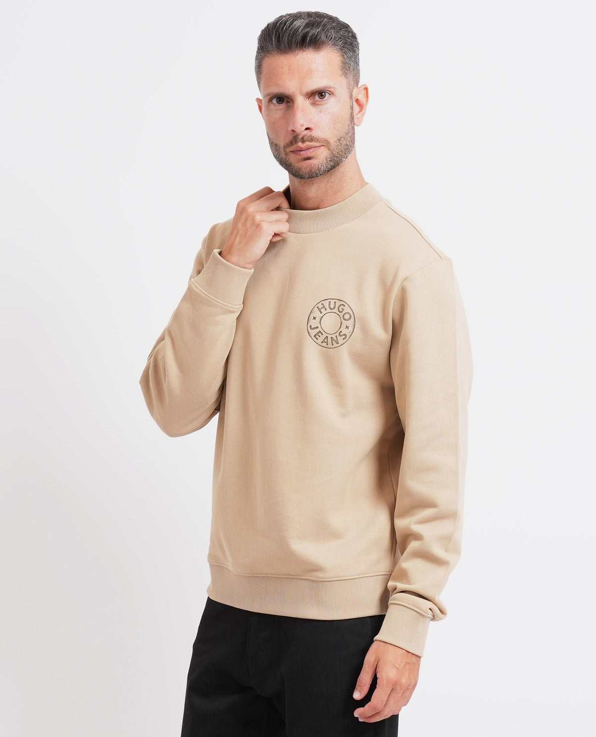 Felpa uomo Hugo con logo circolare 
