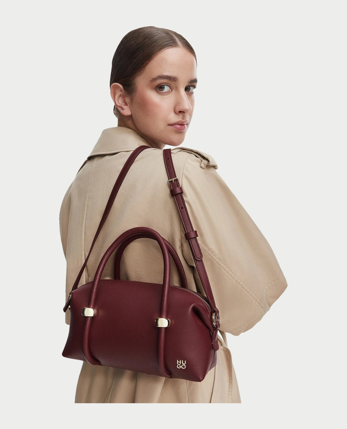 Borsa in similpelle donna Hugo con finiture color oro 
