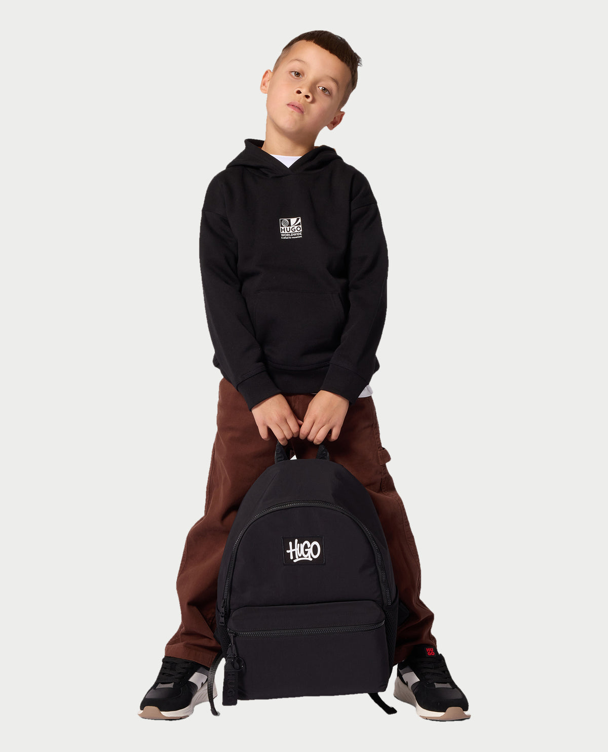 Felpa bambino Hugo con cappuccio e logo 