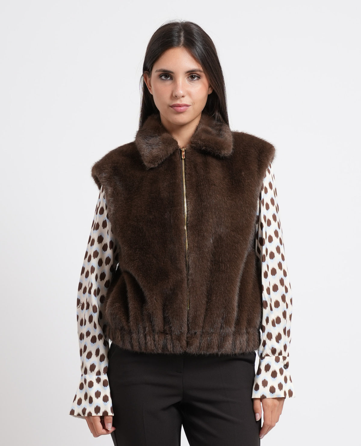Cappotto a gilet donna iBlues in tessuto fluffy 