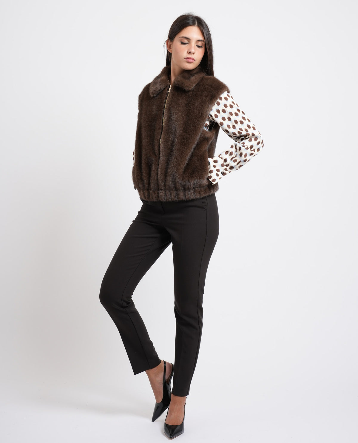 Cappotto a gilet donna iBlues in tessuto fluffy 
