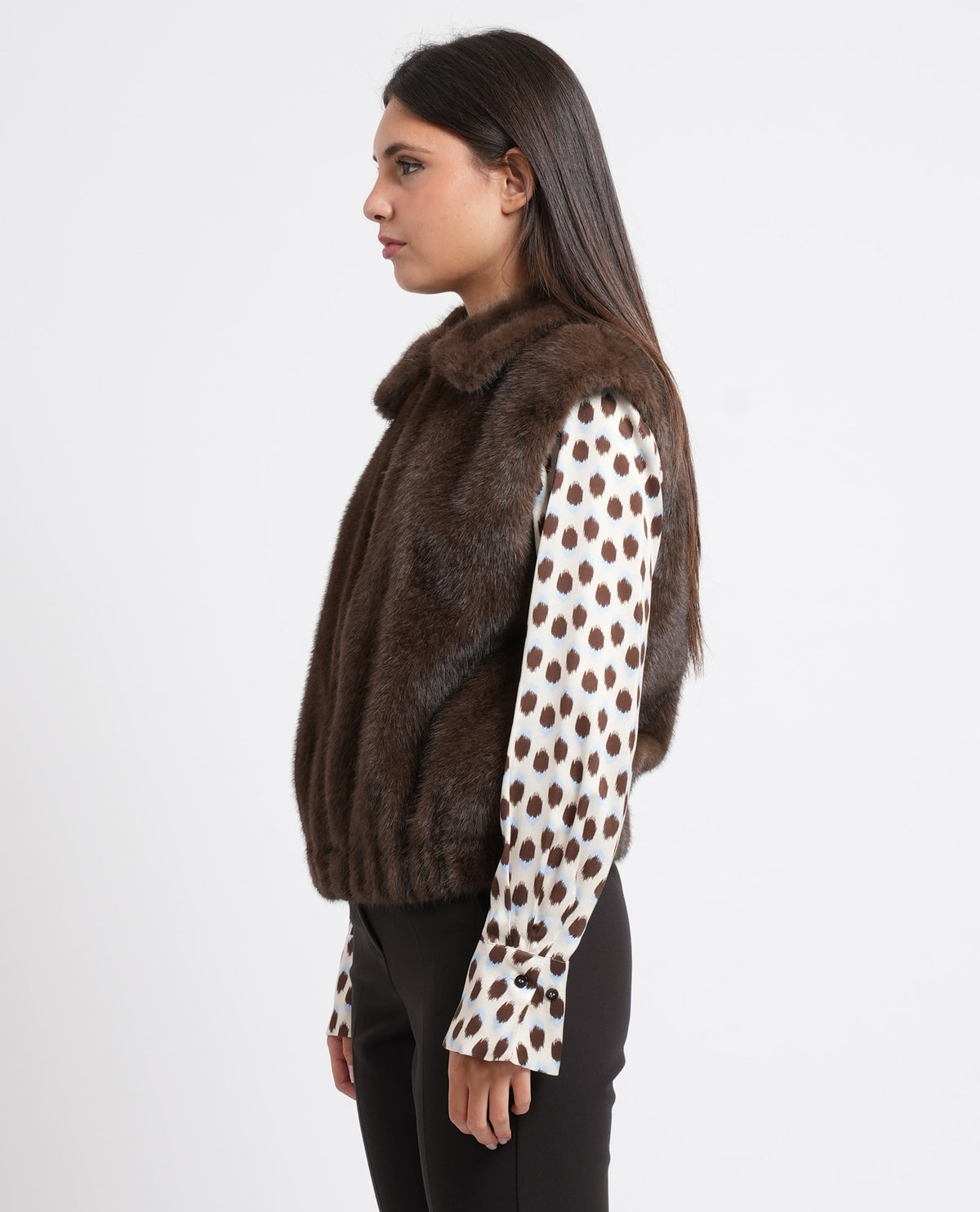 Cappotto a gilet donna iBlues in tessuto fluffy 