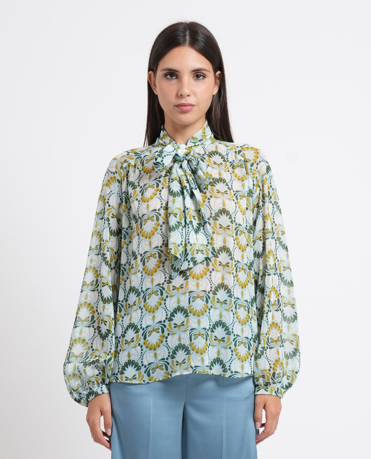 Blusa donna iBlues a fantasia con fiocco 