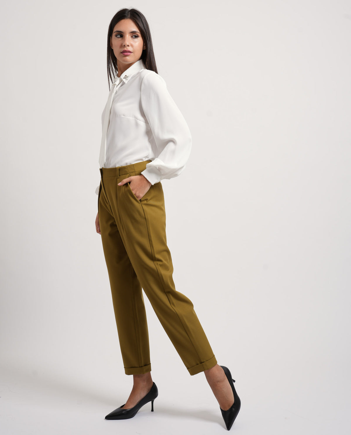 Pantaloni stretch donna Iblues con pinces 