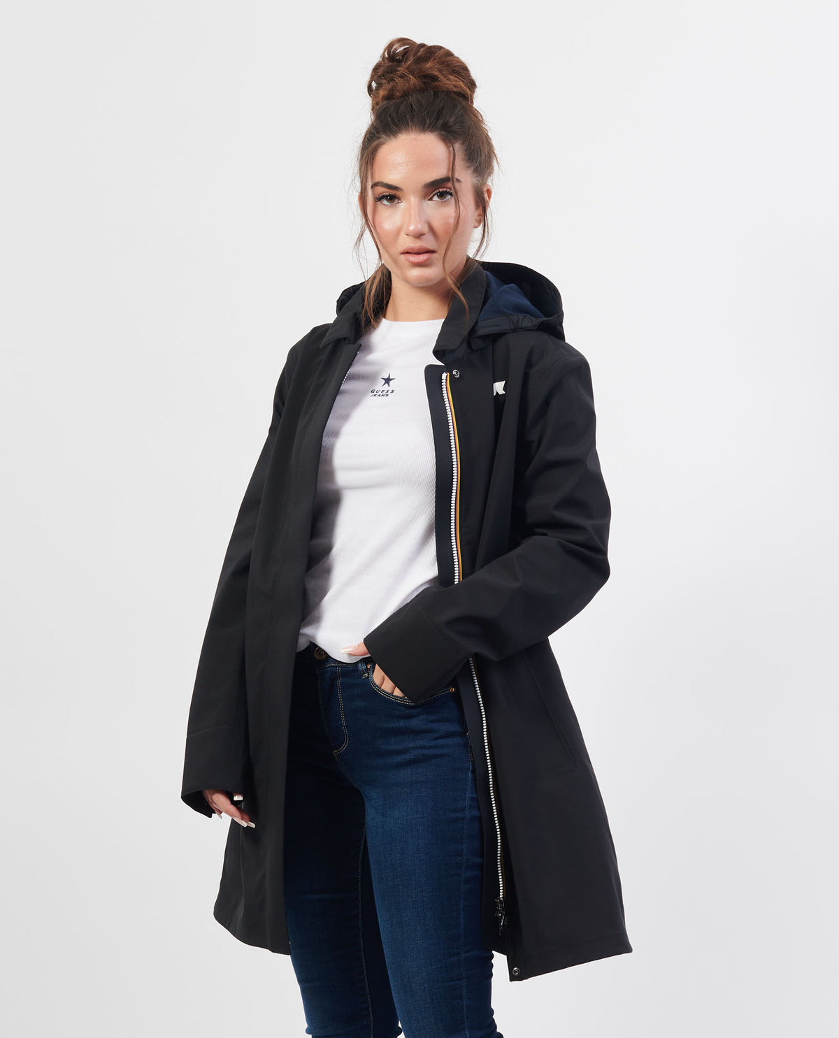 Giacca lunga donna Mathy di K-way con cappuccio 