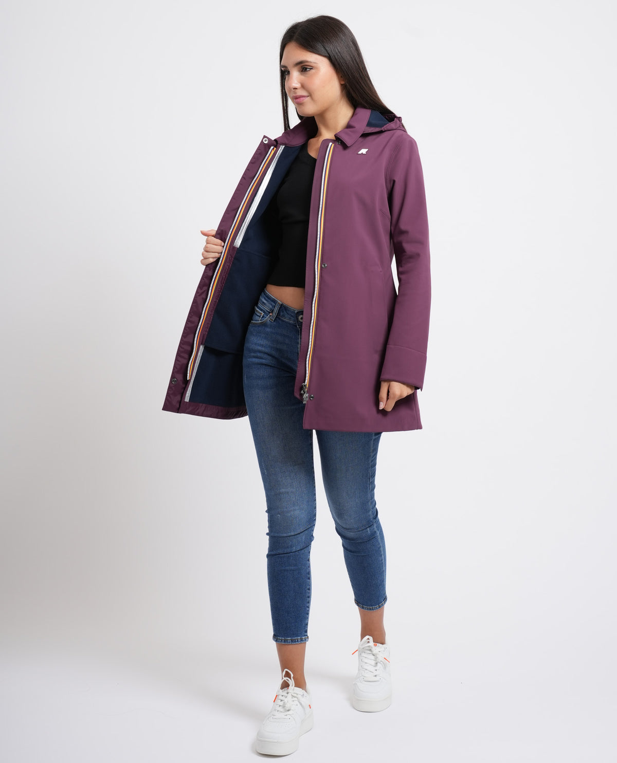 Giacca lunga donna Mathy di K-way con cappuccio 