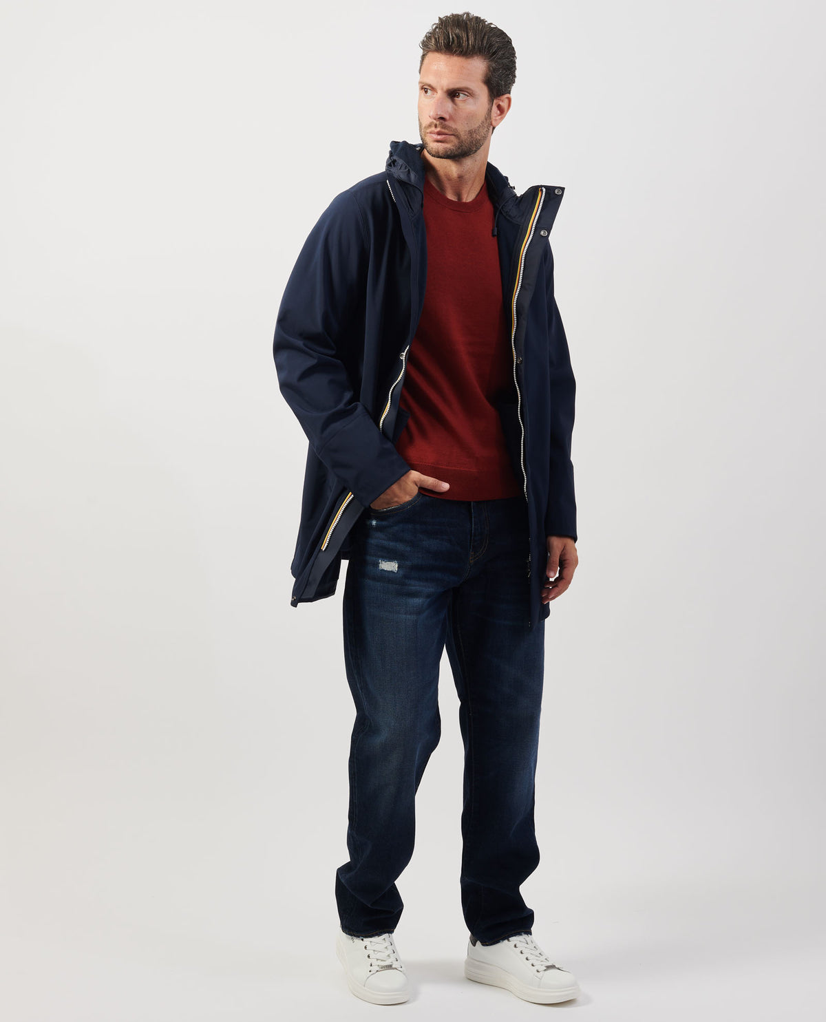 Giacca lunga uomo Marlyn di K-way con cappuccio 