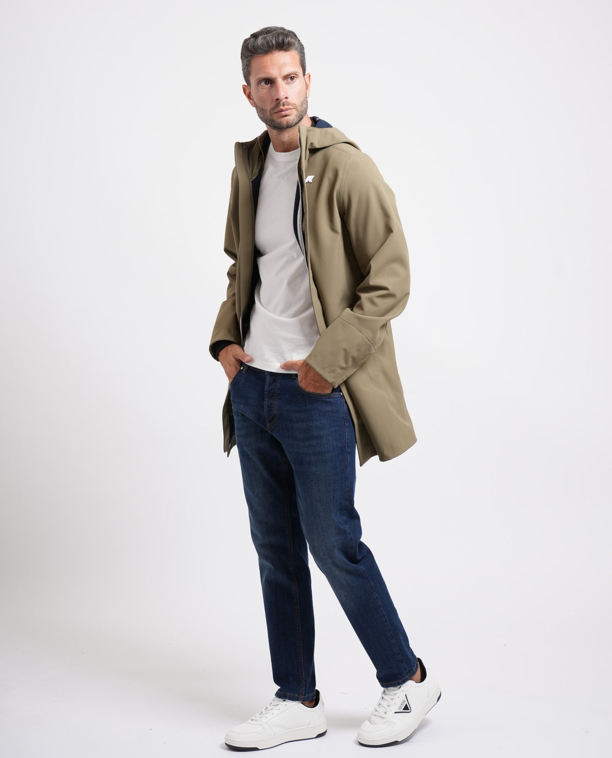 Giacca lunga uomo Marlyn di K-way con cappuccio 