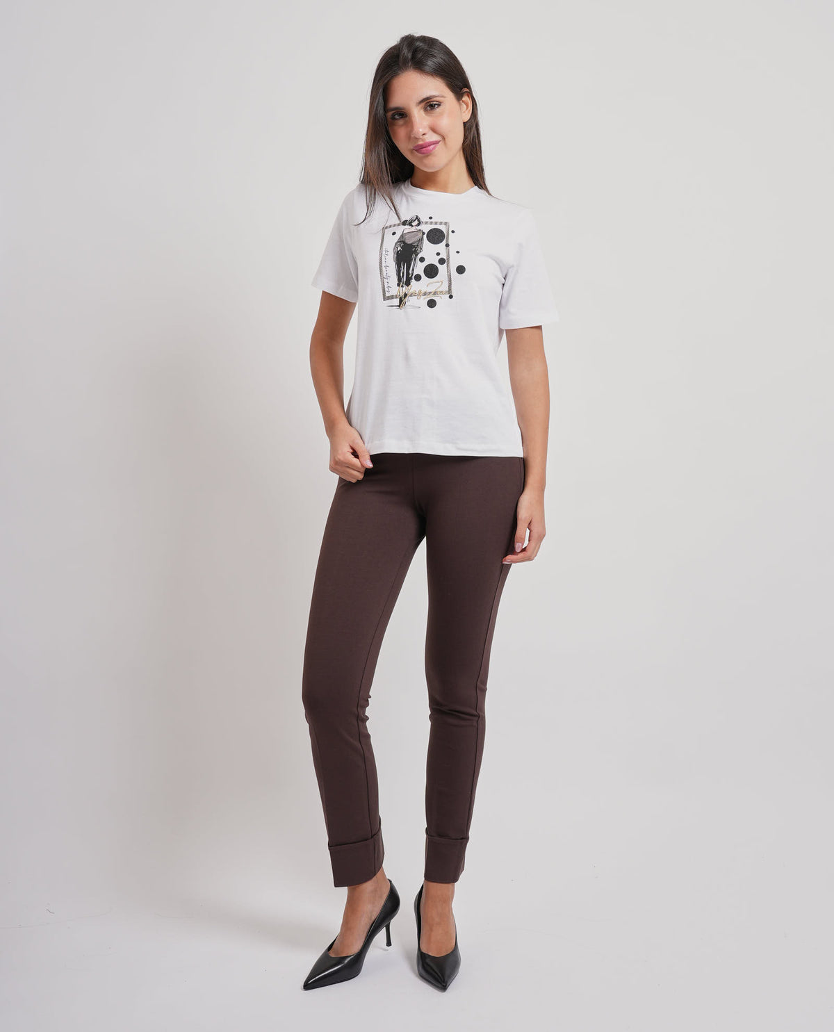 Pantaloni donna MDM slim fit con risvolto 