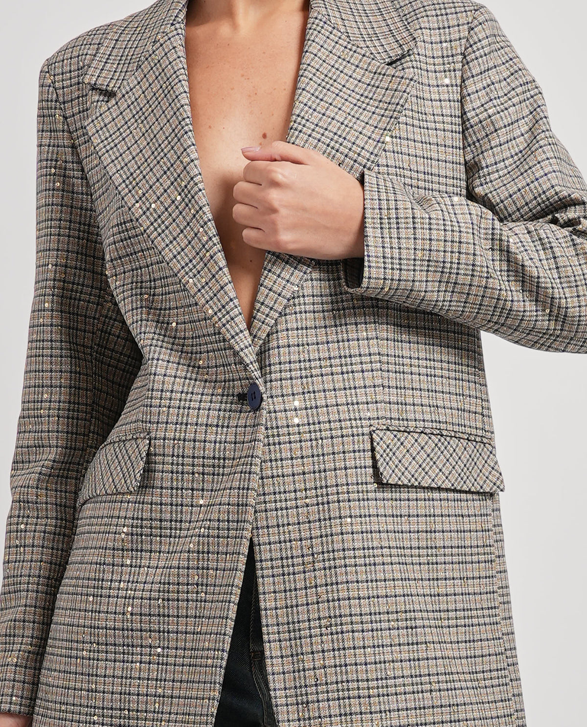 Giacca MDM donna monopetto a quadretti 