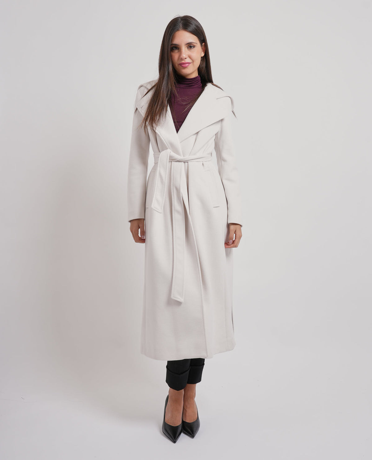 Cappotto lungo MDM donna con cintura 