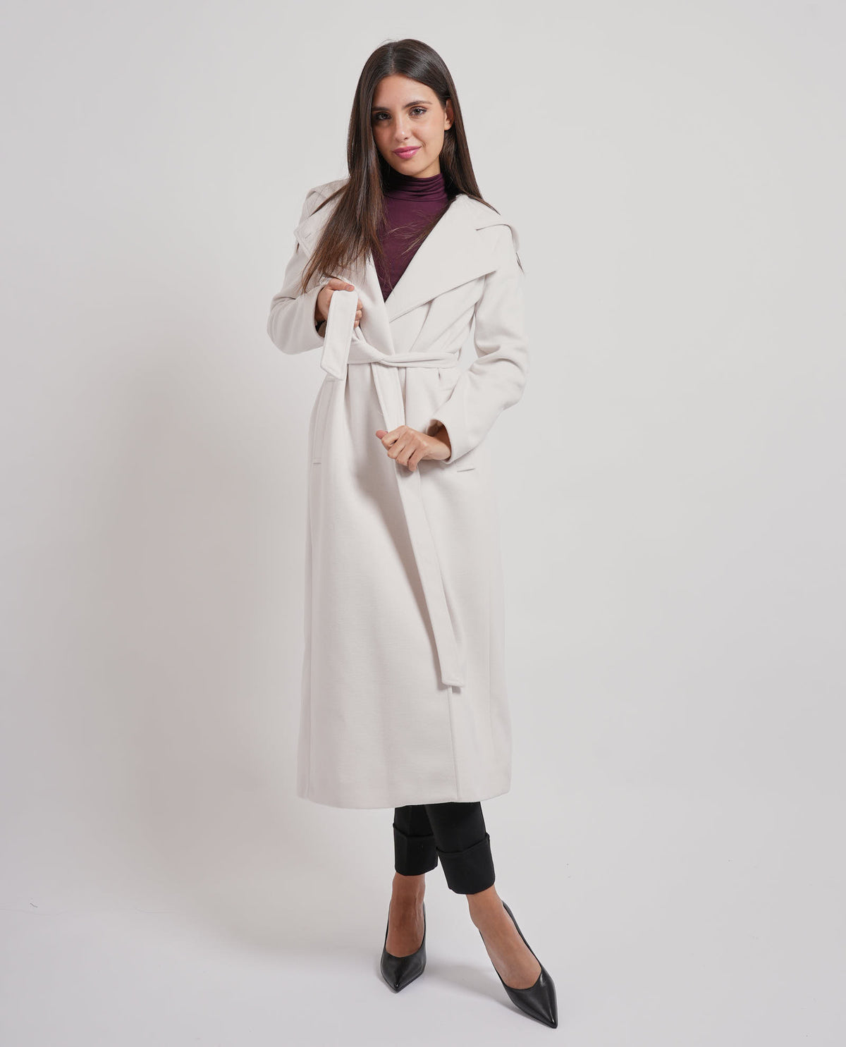Cappotto lungo MDM donna con cintura 