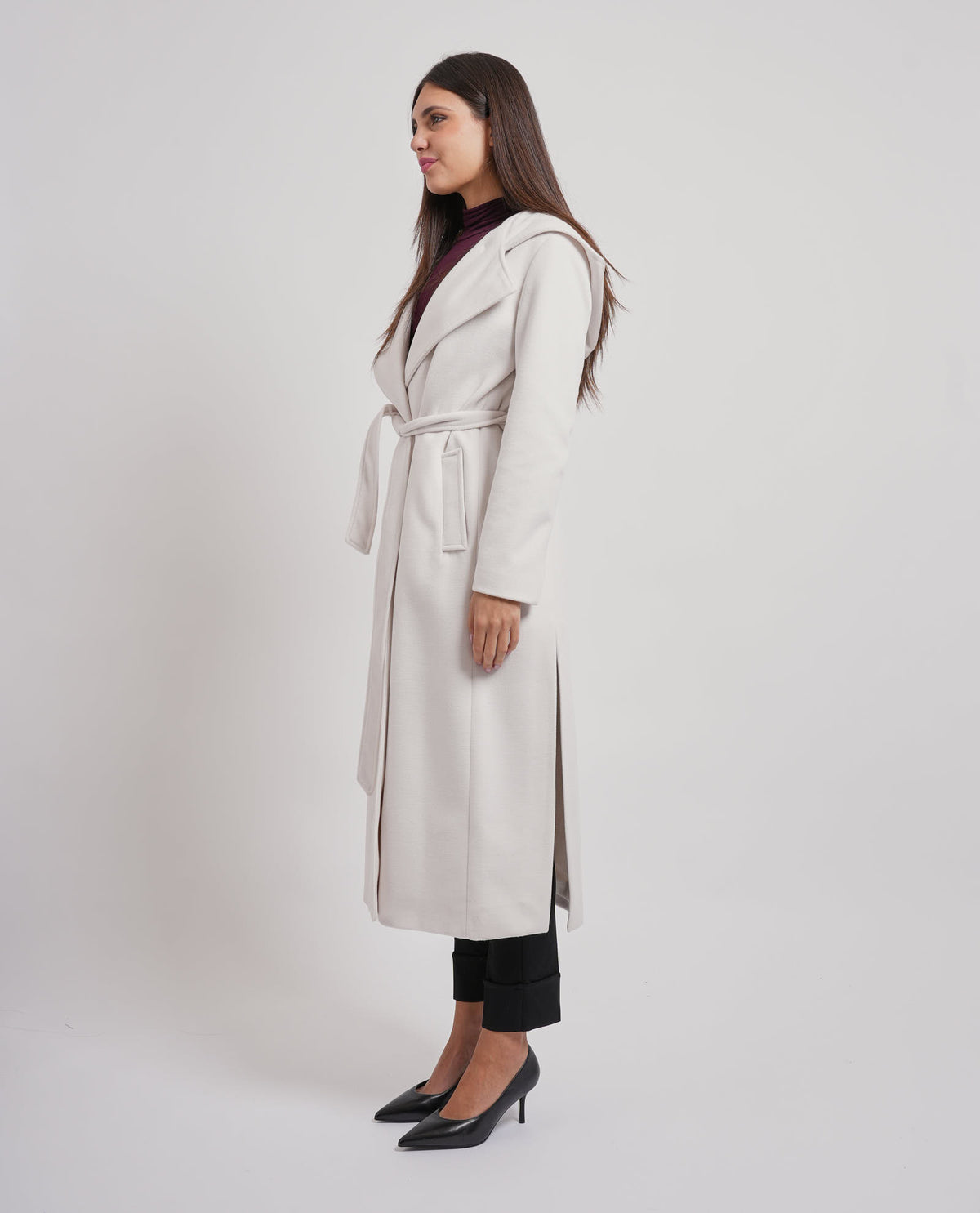 Cappotto lungo MDM donna con cintura 