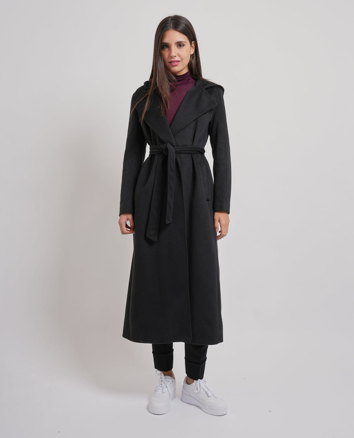 Cappotto lungo MDM donna con cintura 