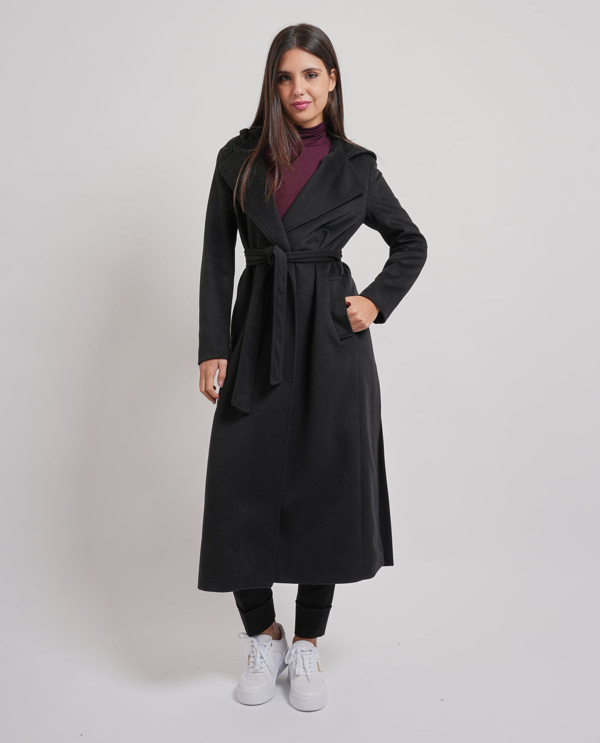 Cappotto lungo MDM donna con cintura 