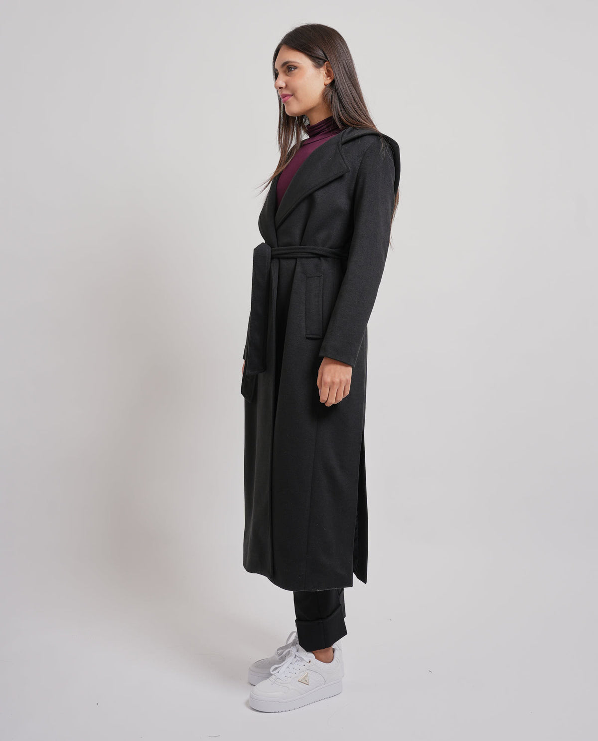 Cappotto lungo MDM donna con cintura 