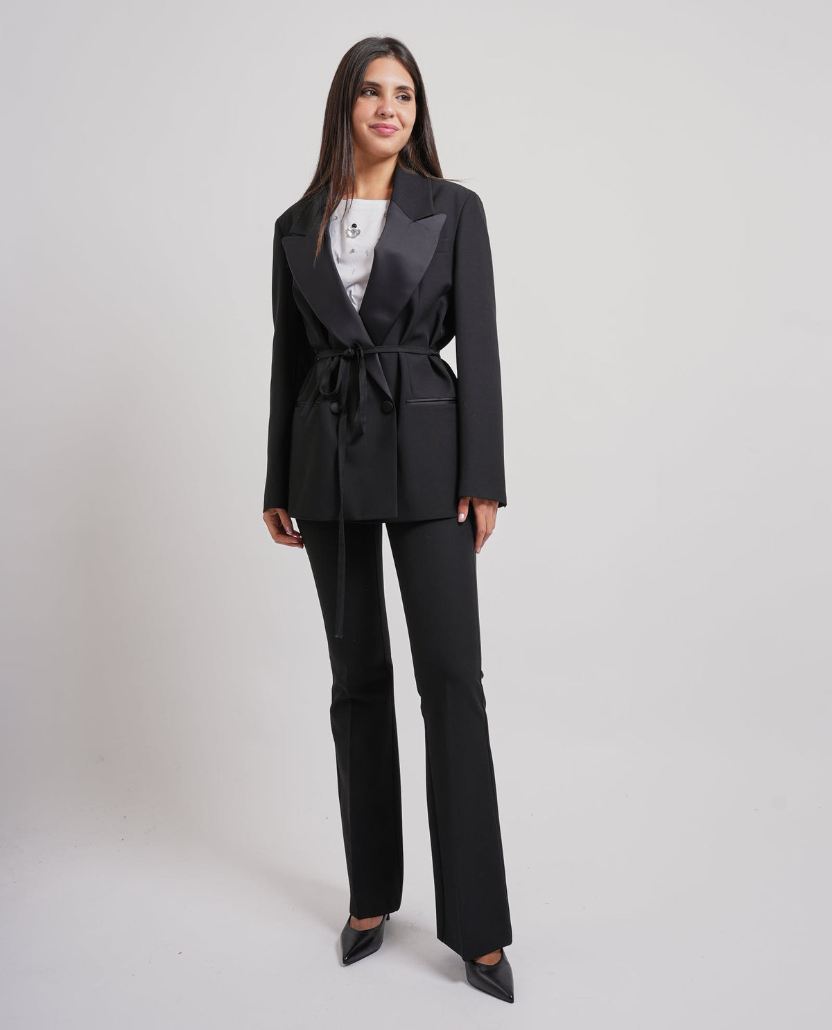 Blazer Smoking Manila Grace con Revers in Raso 