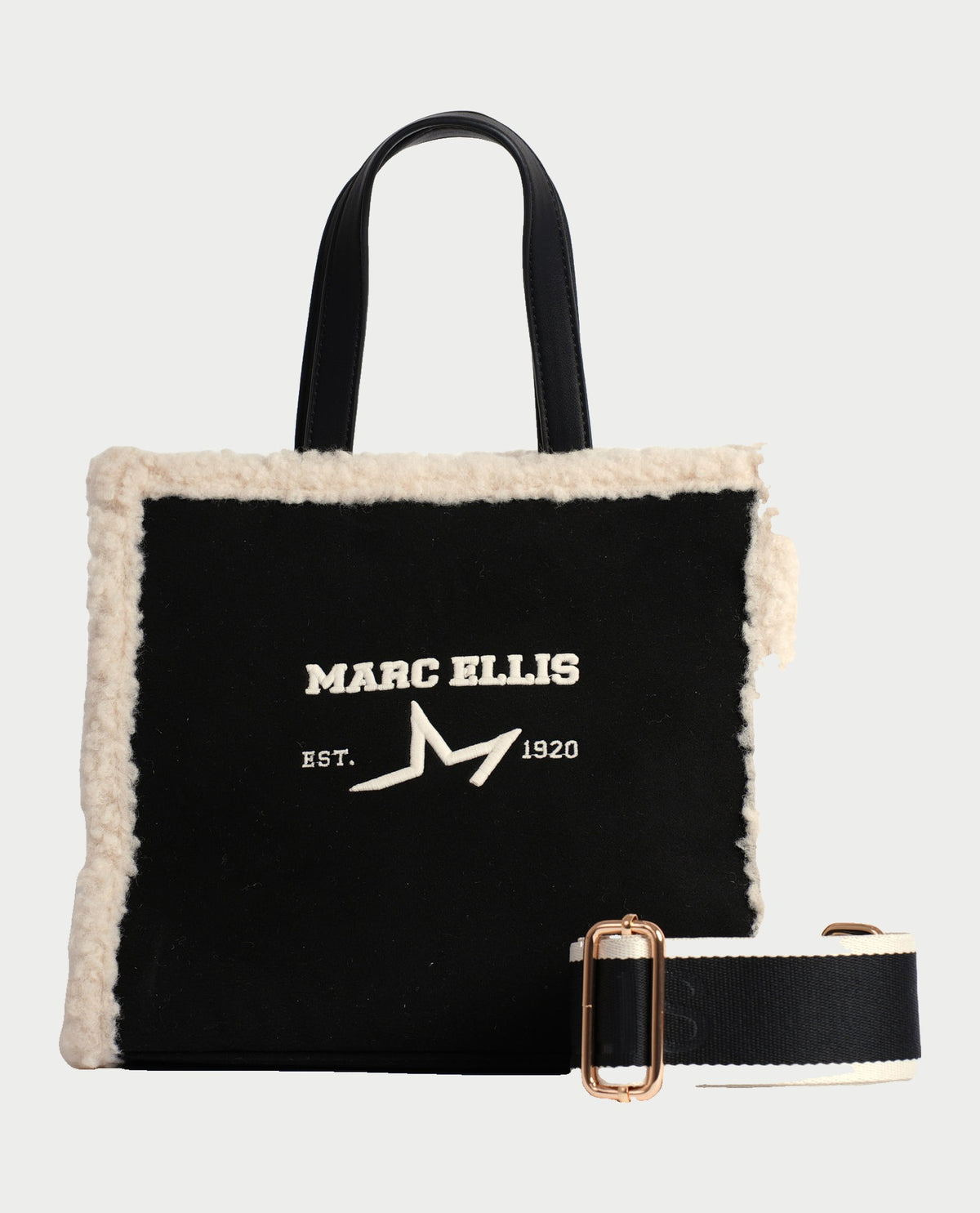 Borsa donna Marc Ellis con bordi effetto pelliccia e doppi manici<BR/> 