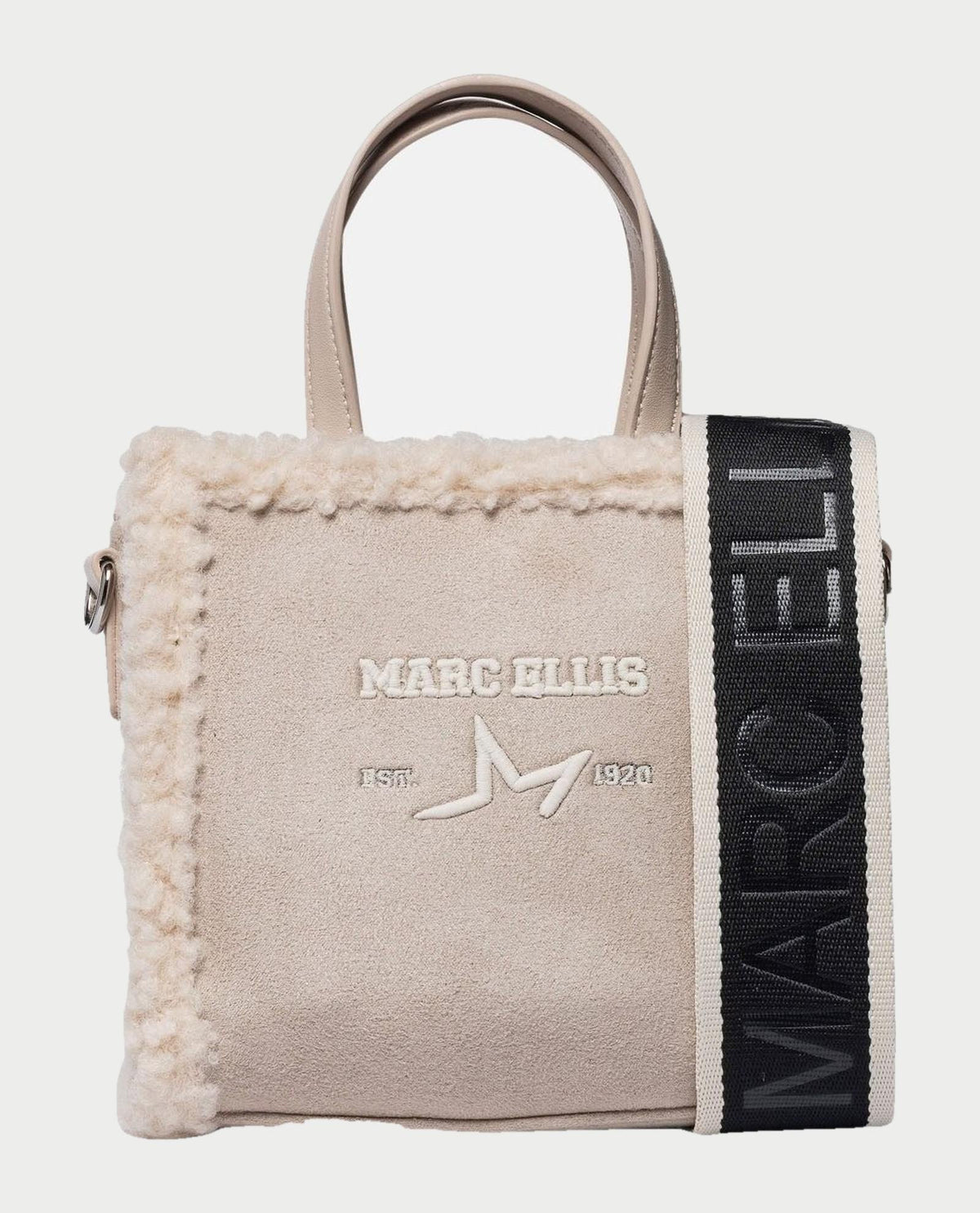 Borsa donna Marc Ellis con bordi effetto pelliccia e doppi manici 