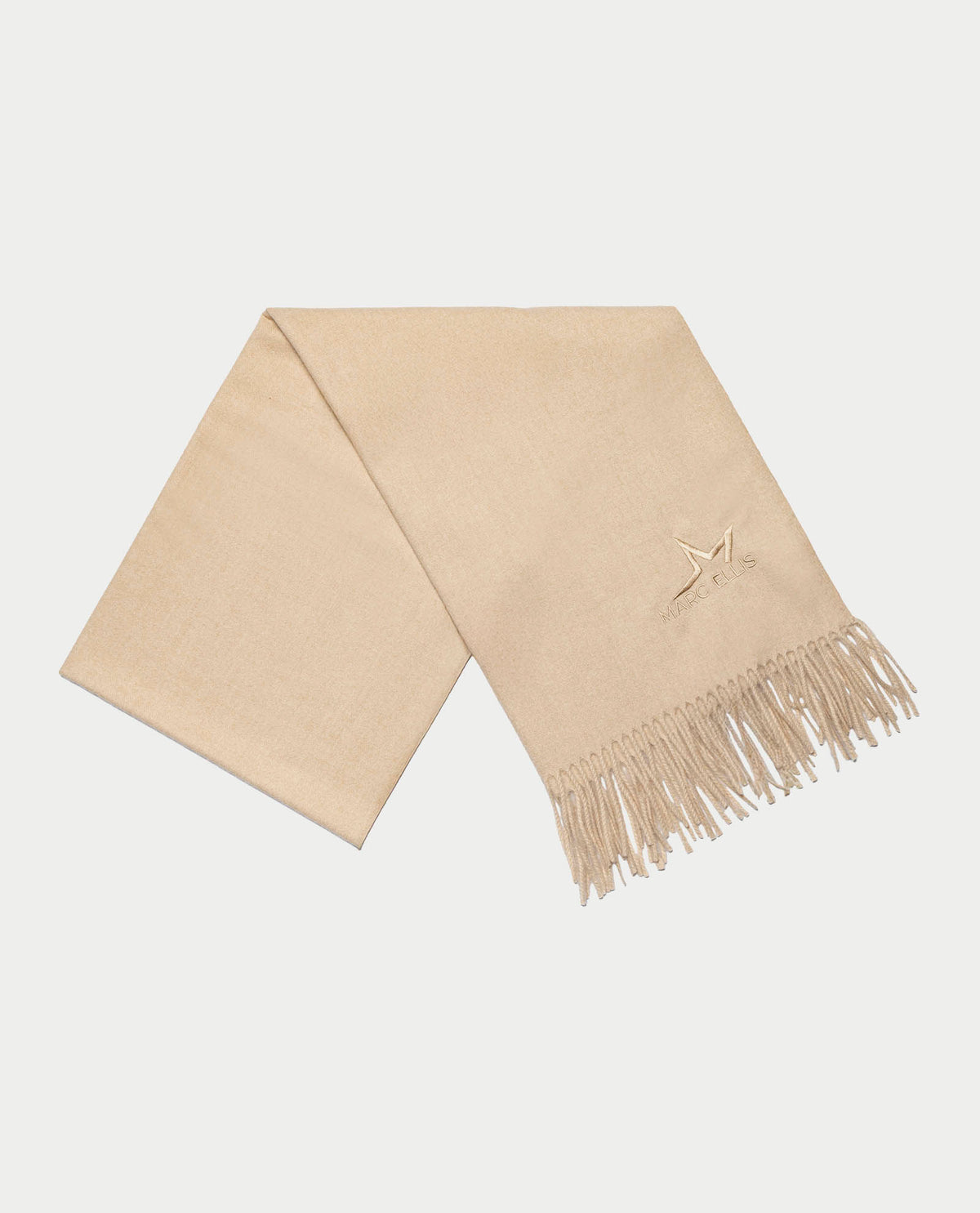 Sciarpa donna Marc Ellis con frange e logo ricamato 