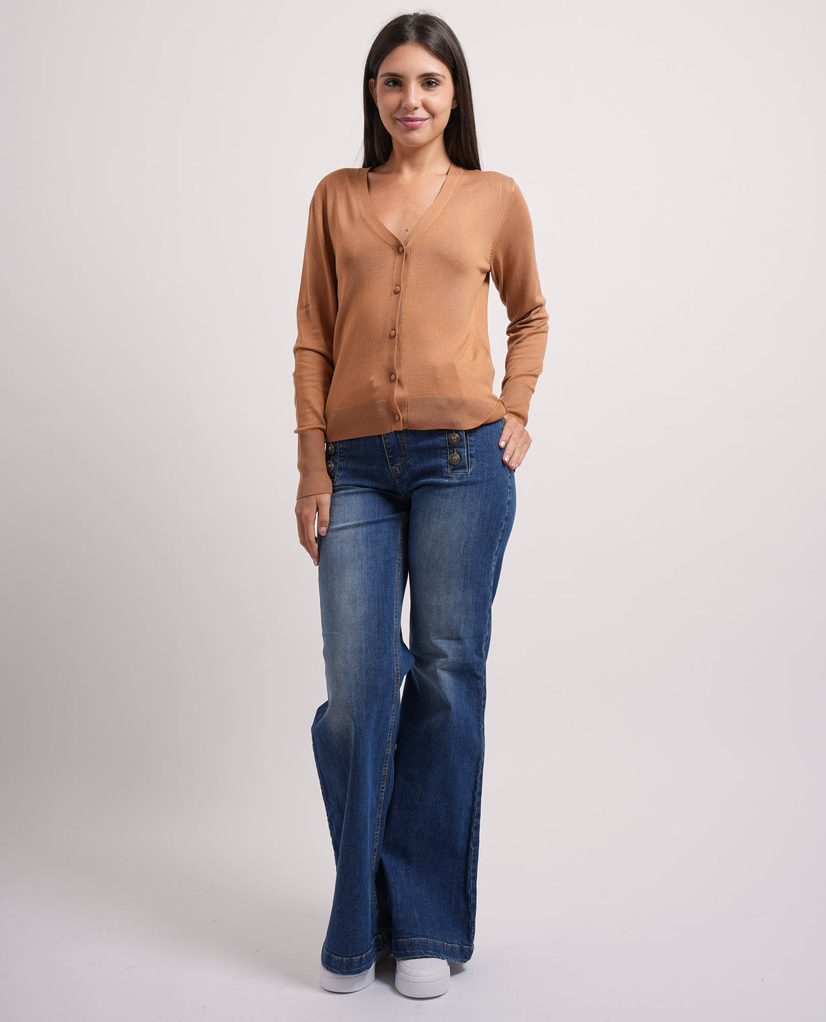 Cardigan Markup con bottoni e ampia scollatura 