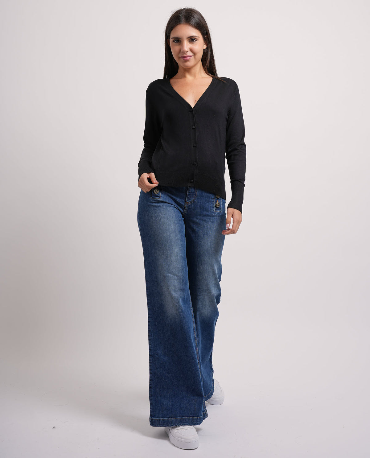 Cardigan Markup con bottoni e ampia scollatura 
