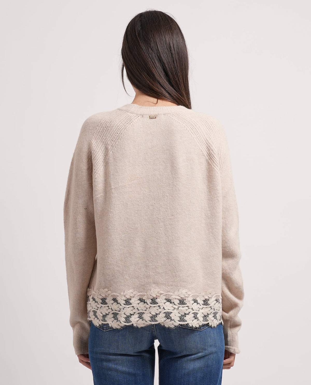 Maglione Markup donna con orlo in pizzo floreale 