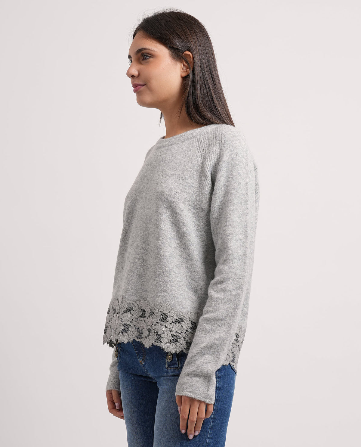 Maglione Markup donna con orlo in pizzo floreale 