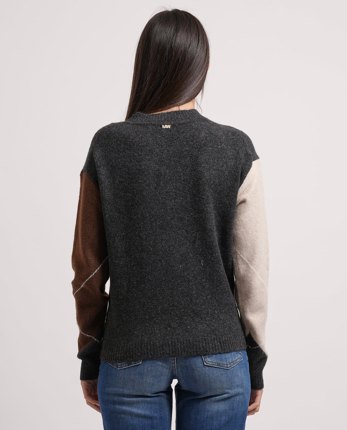 Markup maglia misto lana con scollo a V a rombi 