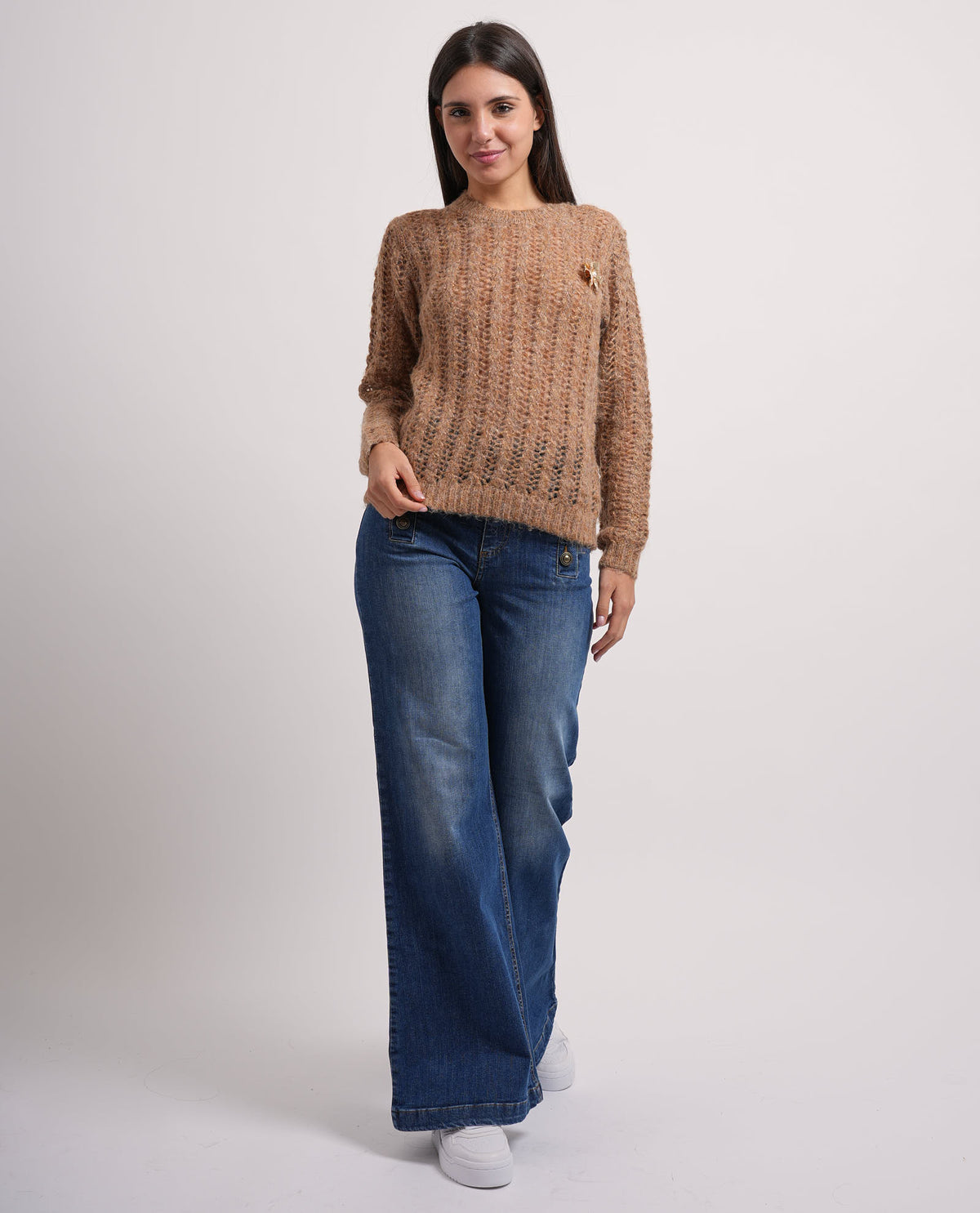 Maglione Markup donna con trecce traforate 