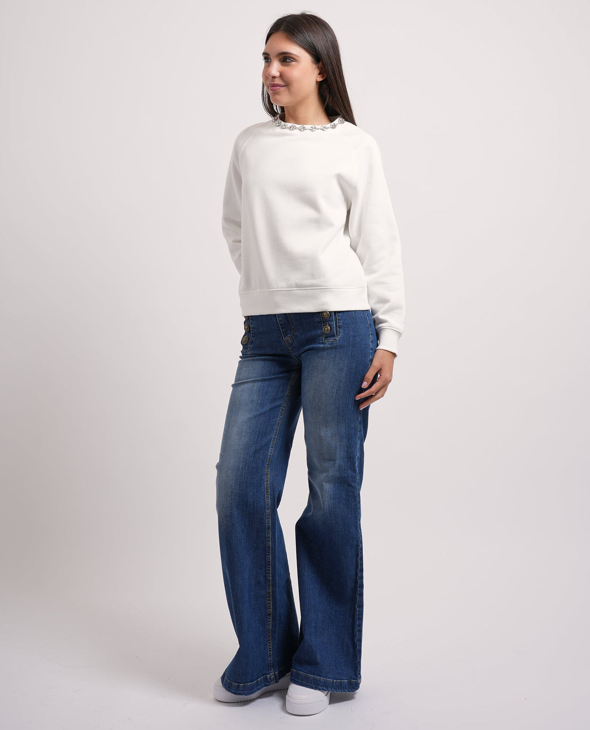 Felpa girocollo Markup donna con collana 