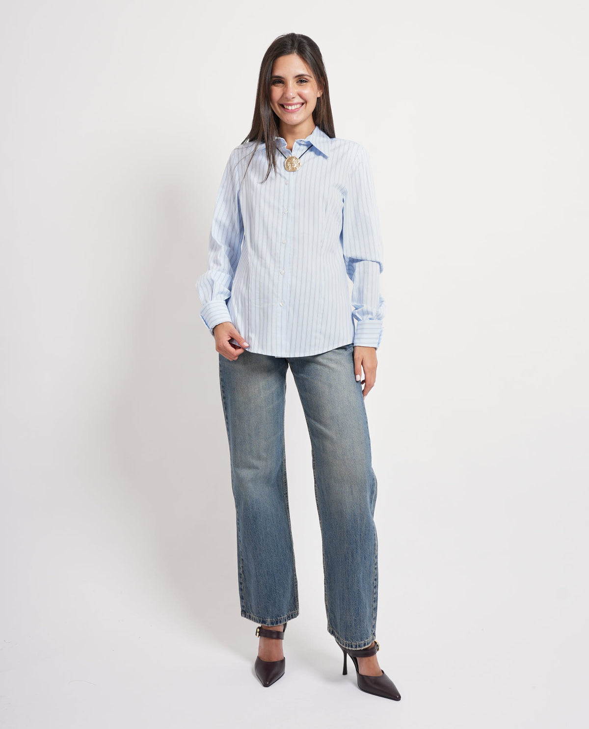 Camicia a maniche lunghe Maryley donna con collana 