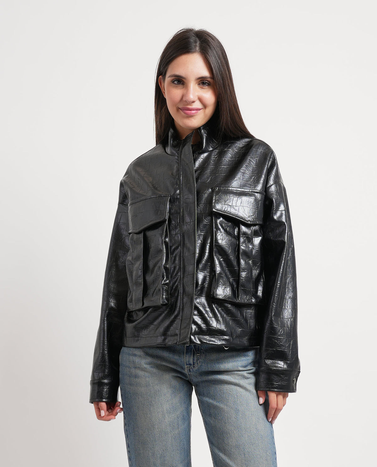 Giubbotto in ecopelle Maryley donna con tasconi 