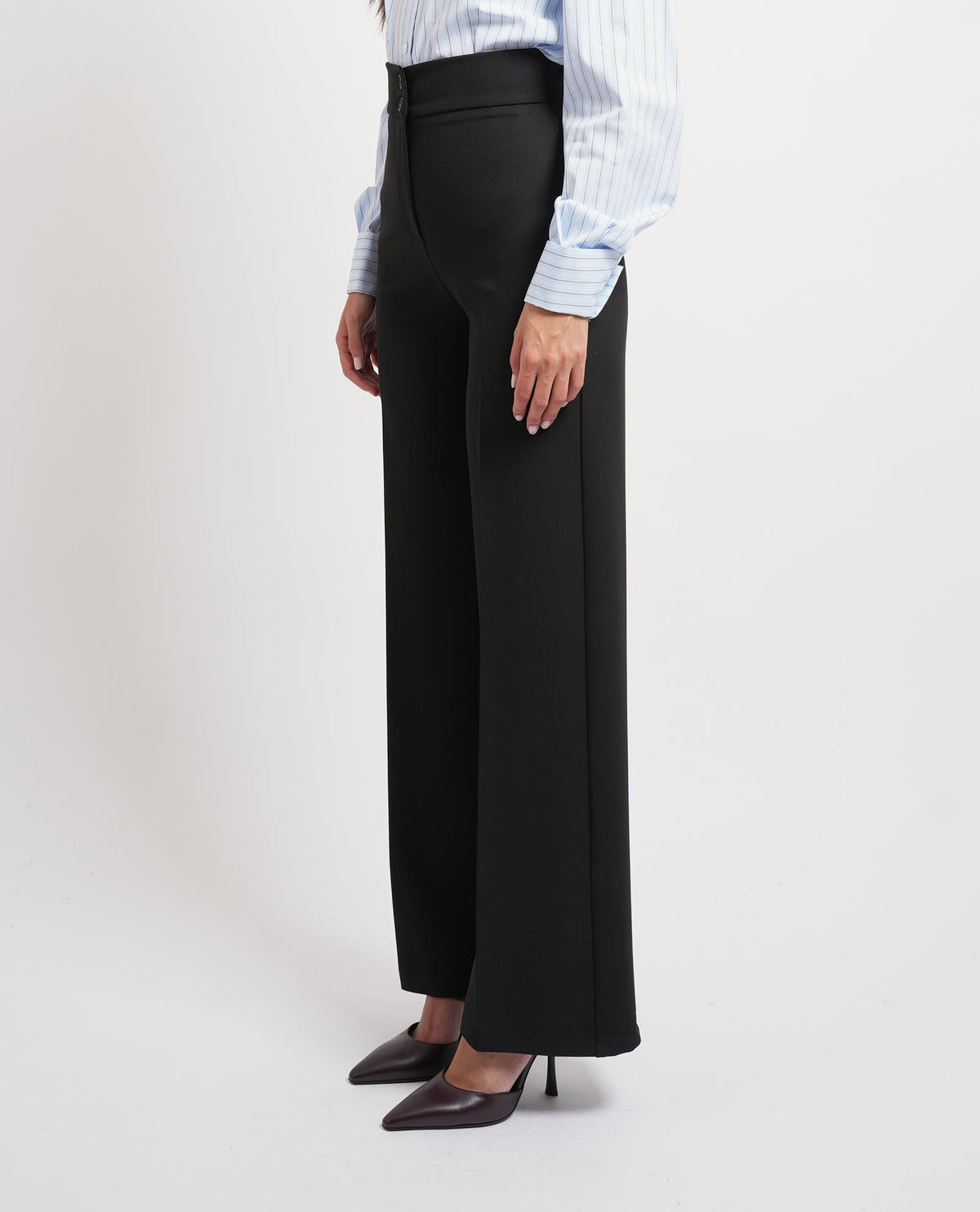 Pantaloni a vita alta Maryley donna con 2 bottoni 