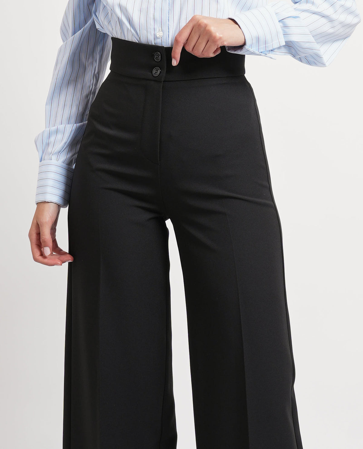 Pantaloni a vita alta Maryley donna con 2 bottoni 