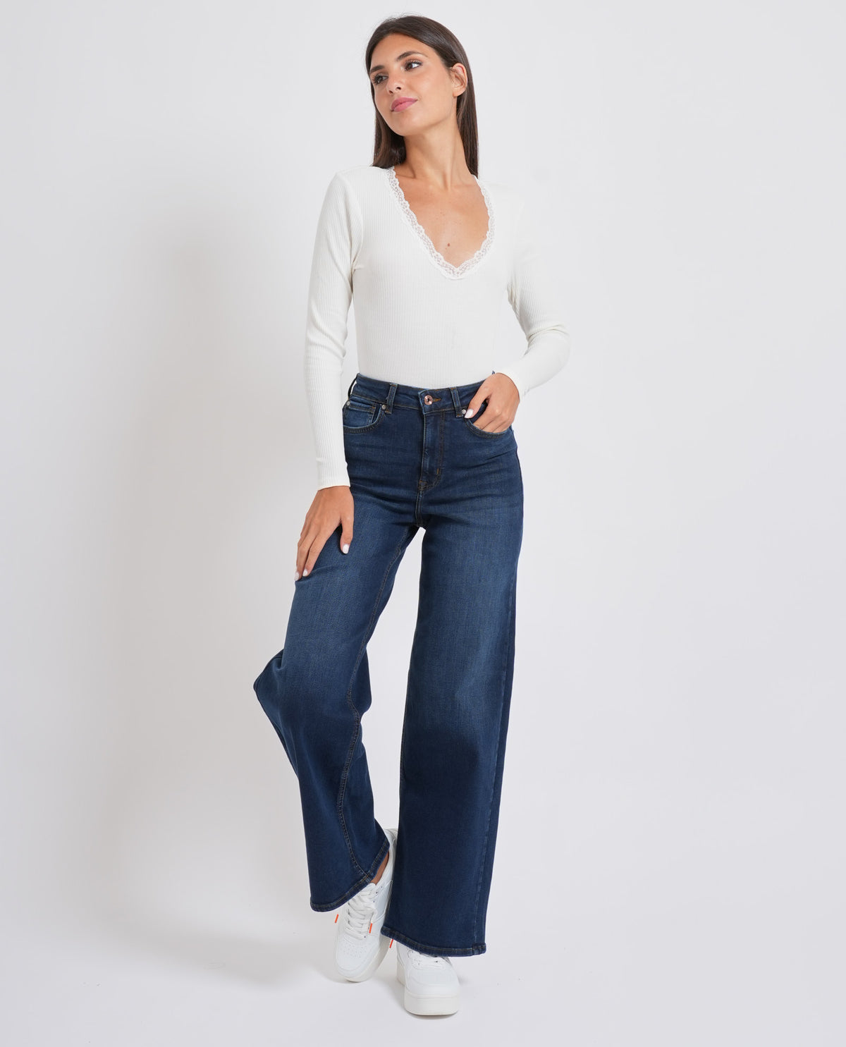 Jeans donna Only a vita alta wide leg 