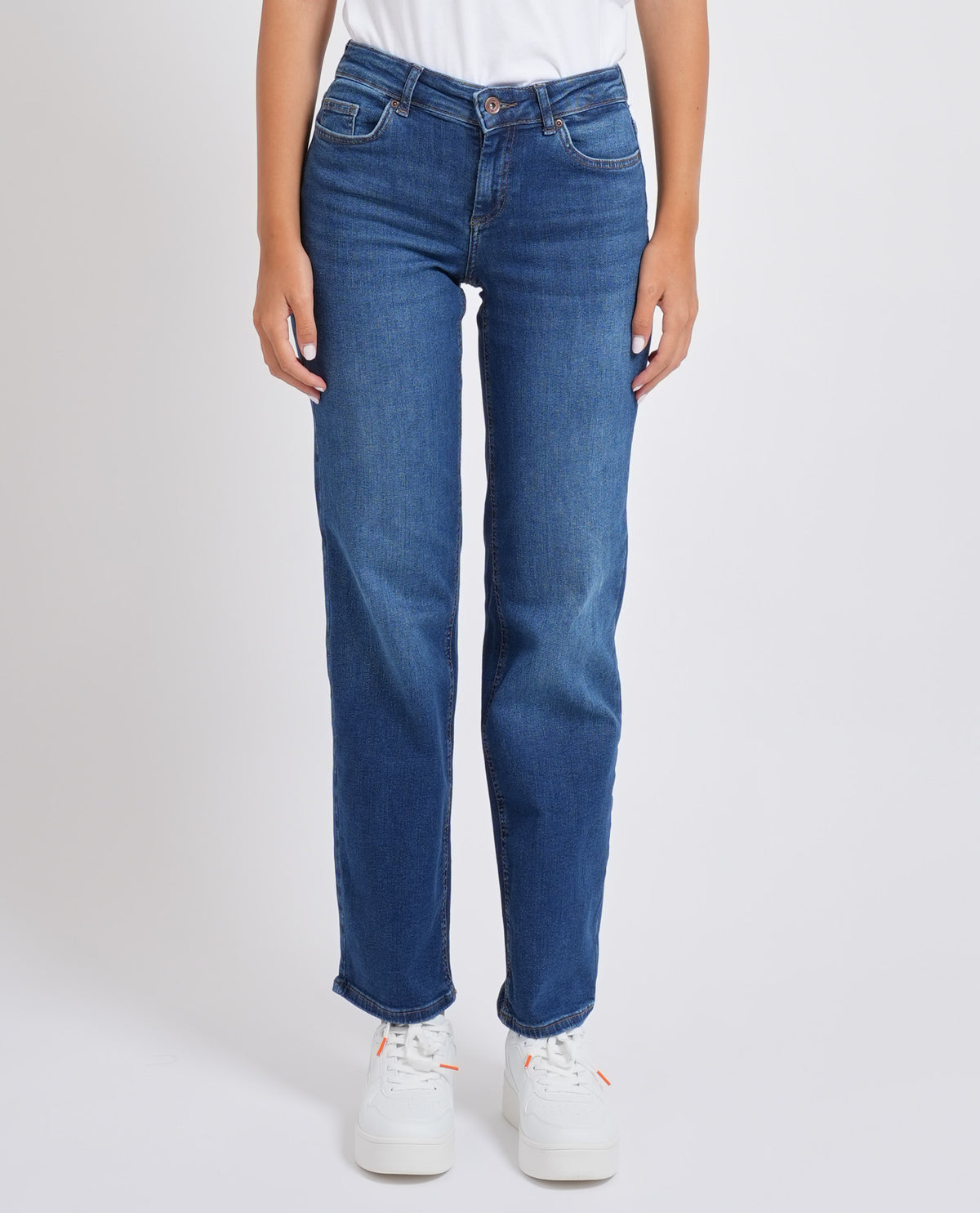 Jeans donna Only a vita media Straight Fit 