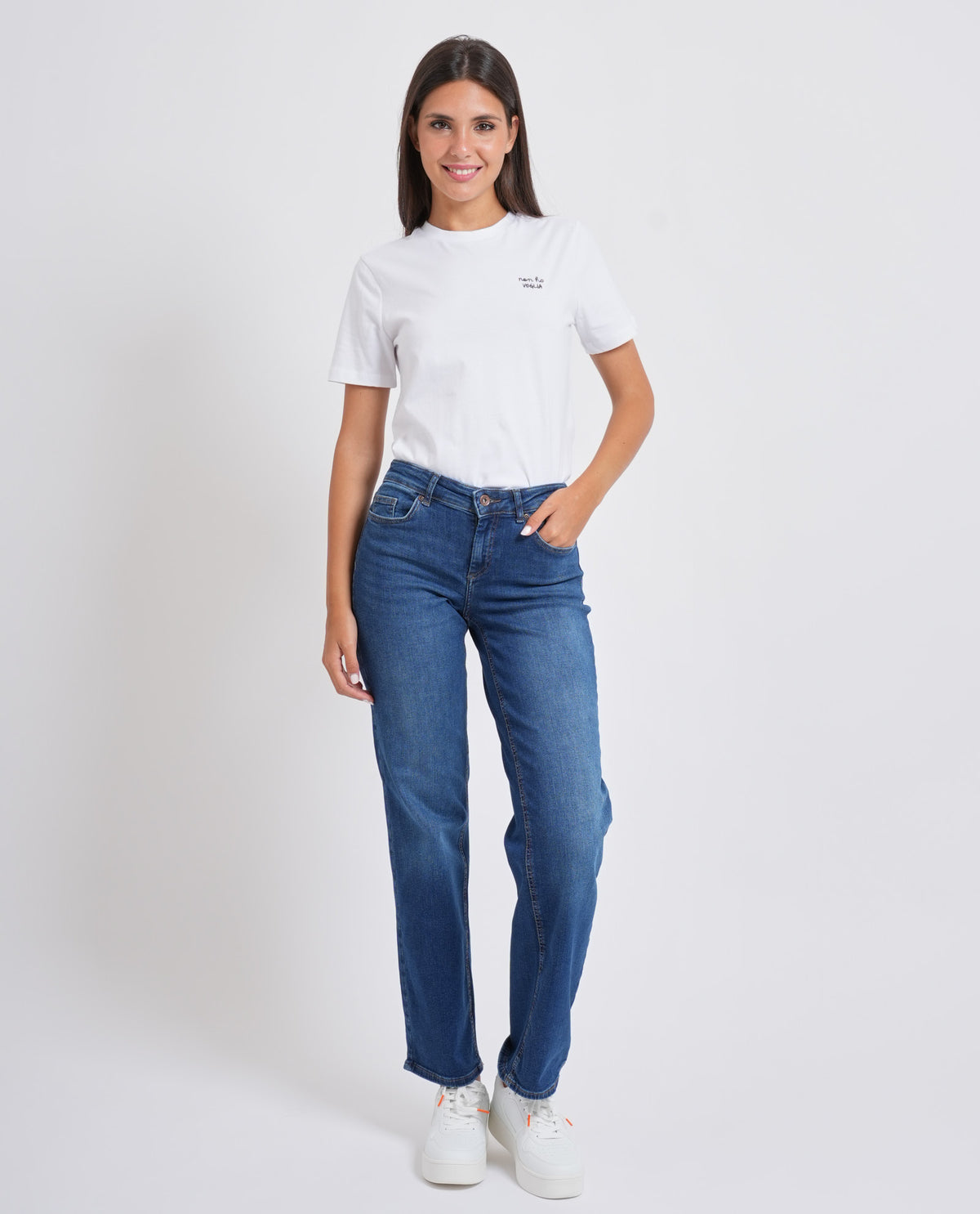 Jeans donna Only a vita media Straight Fit 