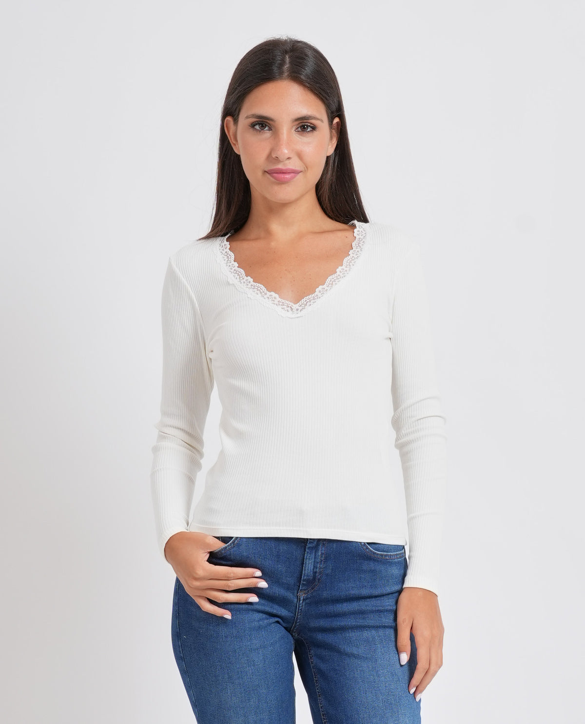 T-shirt donna Only con dettagli in pizzo 