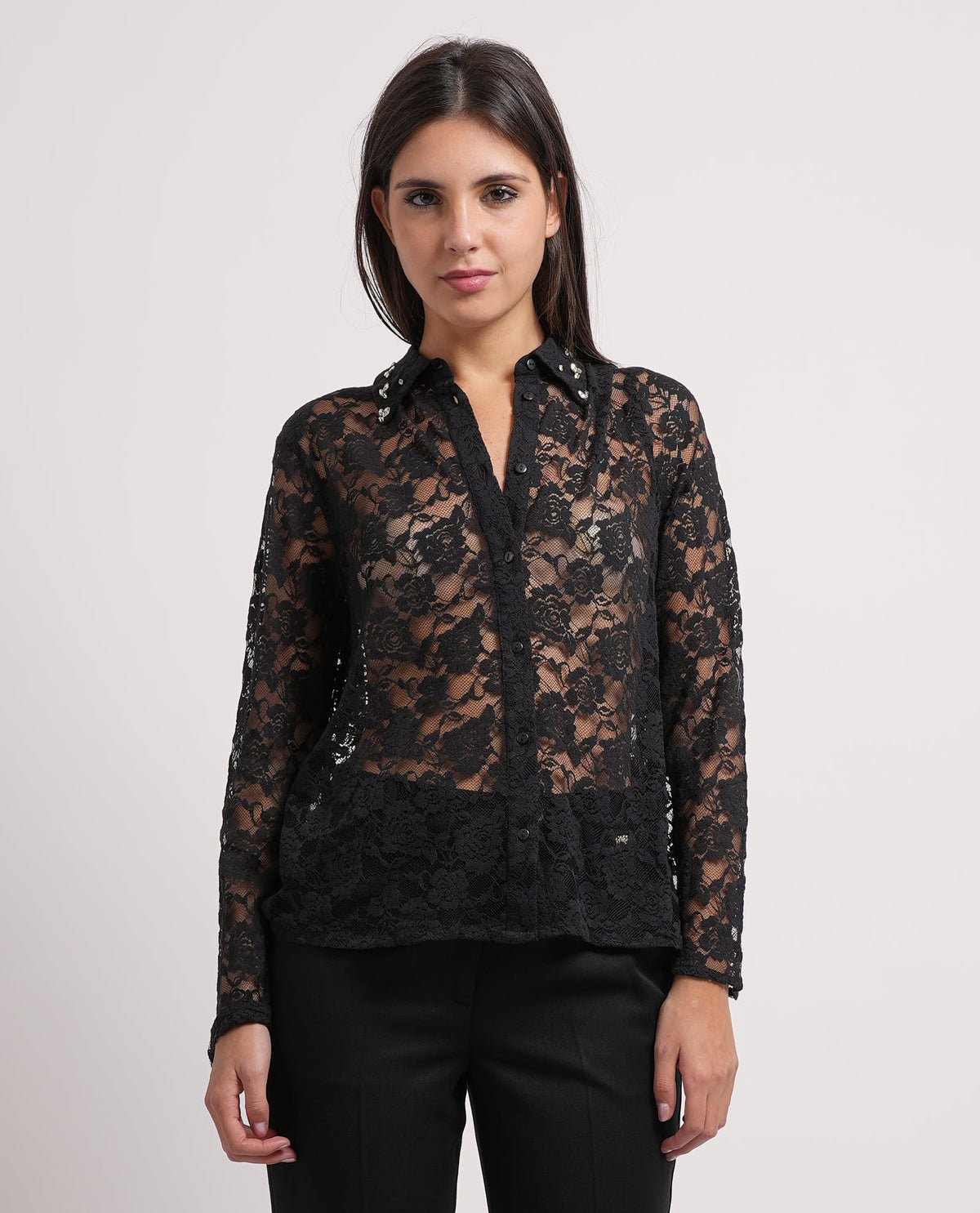 Camicia donna Only in pizzo trasparente 